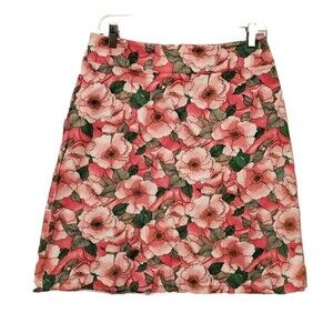 Josephine Chaus Pink A-Line Skirt Size 8 Cotton Stretch Fairy Garden Party